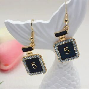 Black and Gold Enamel Perfume Dangle Earrings